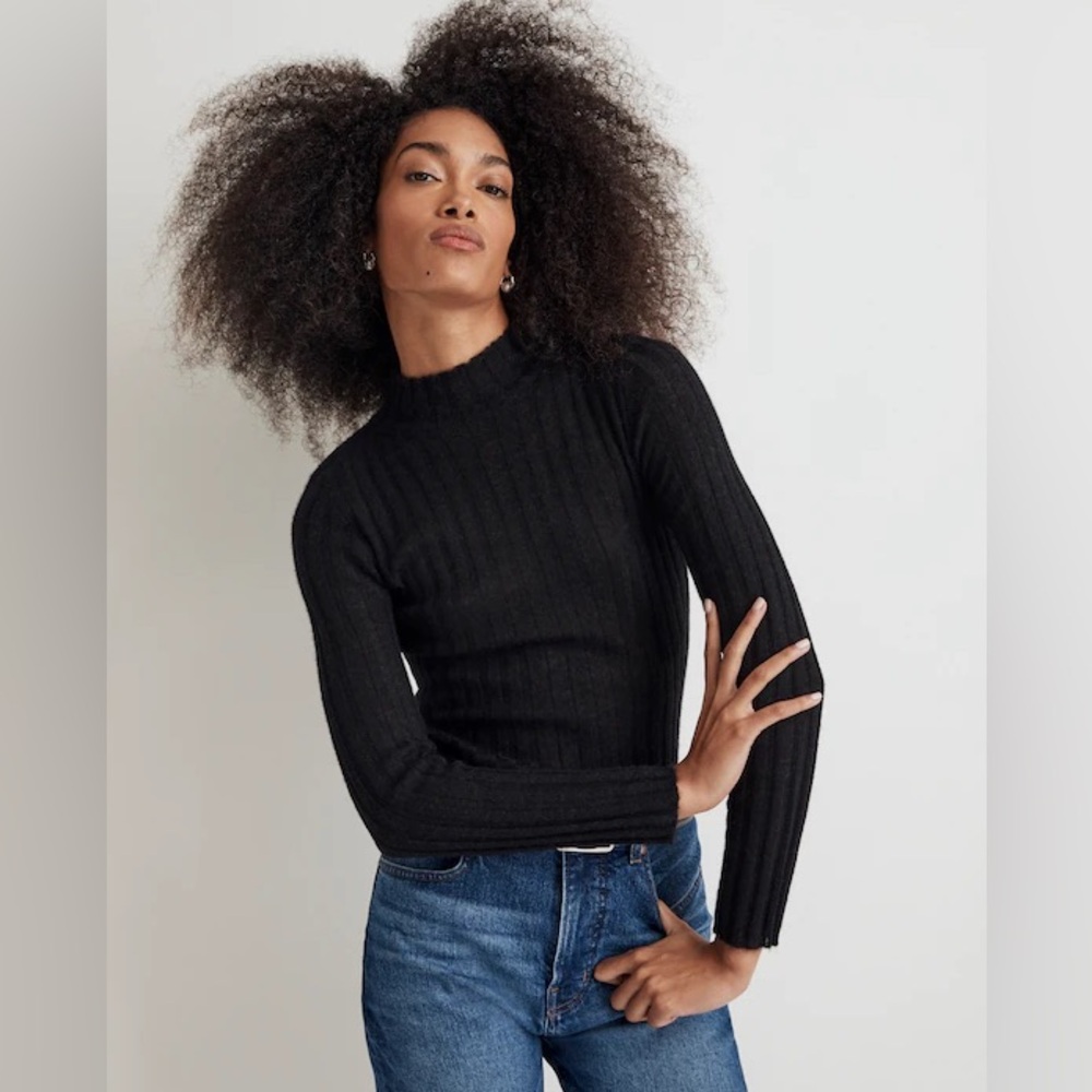 NWT MADEWELL Alpaca-Blend Mockneck Sweater In Black XS